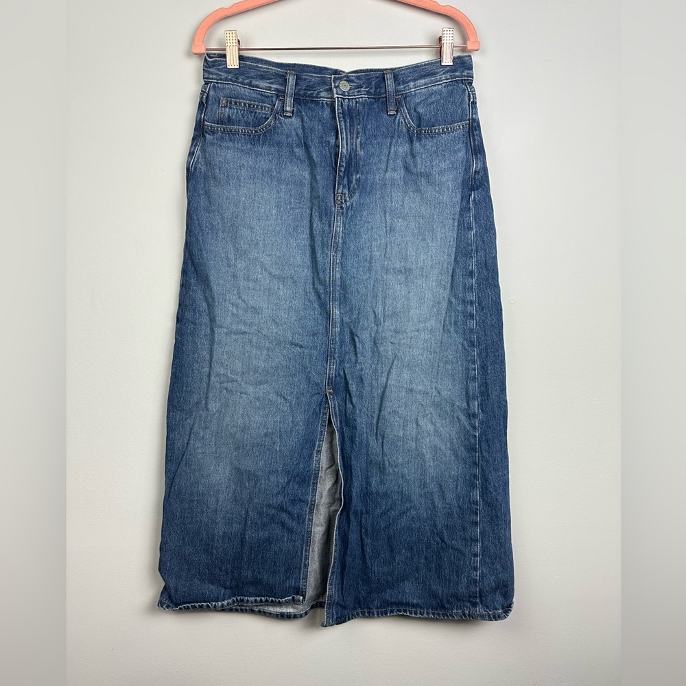 Uniqlo Women's Denim Blue Front Slit Jean Skirt Size 27